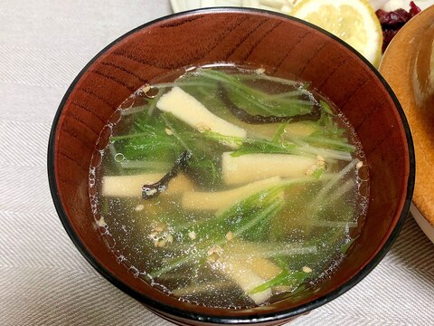高野豆腐と水菜の中華スープ
